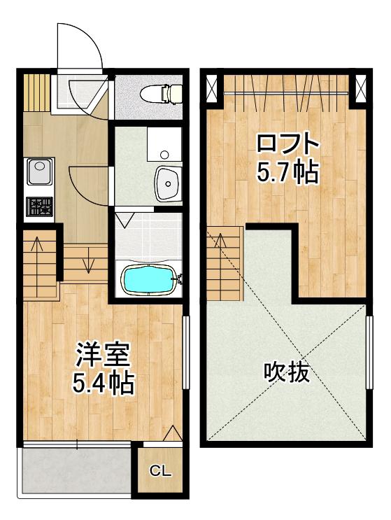 MODERN PALAZZO 宇都 AI SECOND(1SK/1階)の間取り写真