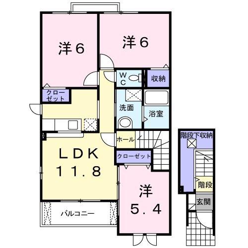 セレーノI(3LDK/2階)の間取り写真