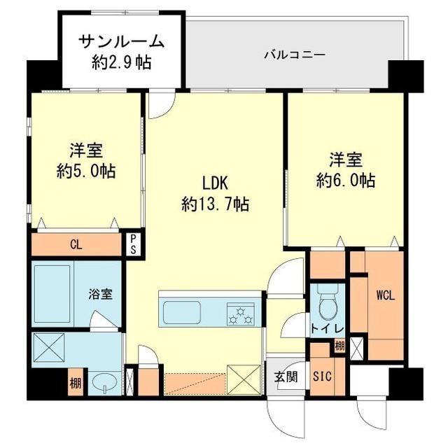 大和町4丁目ビル工事(2LDK/5階)の間取り写真