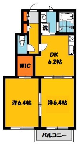 ブランシェエム(2DK/1階)の間取り写真