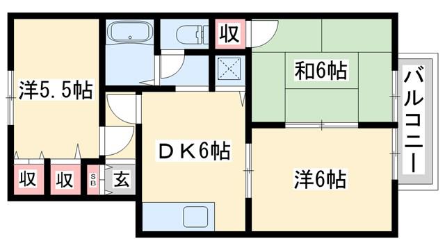 シャルマンイワイ(3DK/1階)の間取り写真