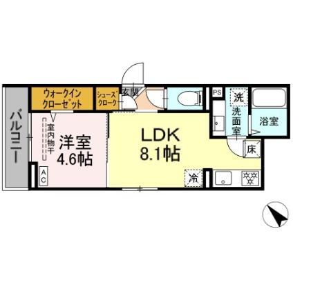 ディパイナ西寺尾(1LDK/3階)の間取り写真