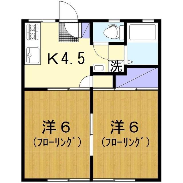 あすかハイツ弐(2K/1階)の間取り写真