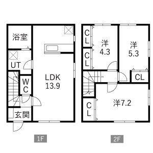 カトル.ヴァン中野D(3LDK/1階)の間取り写真