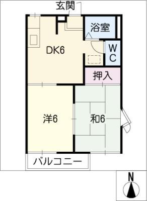 パークサイド平野I(2DK/2階)の間取り写真