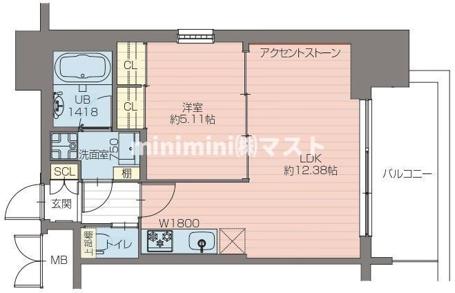 プレジオ阿波座(1LDK/12階)の間取り写真