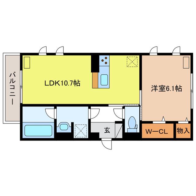 セレスティア穂積(1LDK/2階)の間取り写真