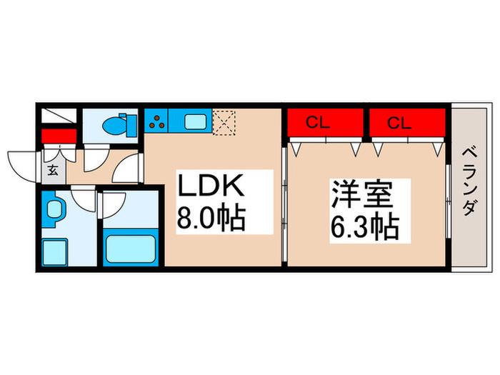 ラ・メールK(1LDK/1階)の間取り写真