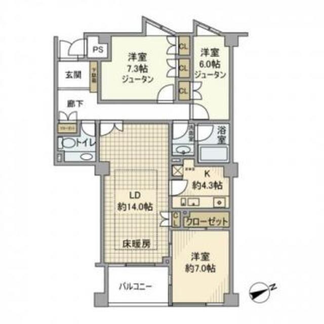プレステージ浜田山(3LDK/1階)の間取り写真