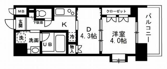 レジディア文京本郷(2K/7階)の間取り写真