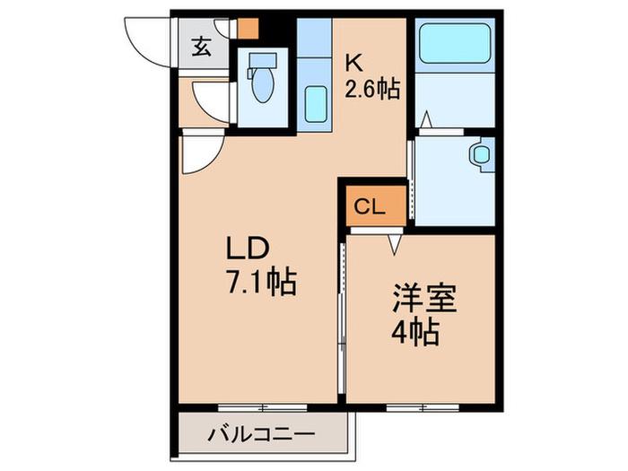 GRANSEED月寒西(1LDK/4階)の間取り写真