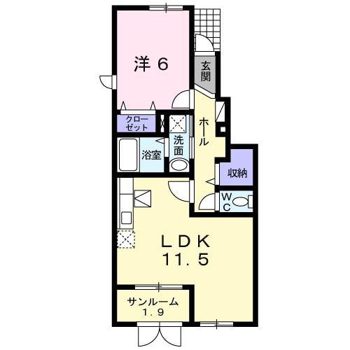 ヴァンヴェール(1LDK/1階)の間取り写真