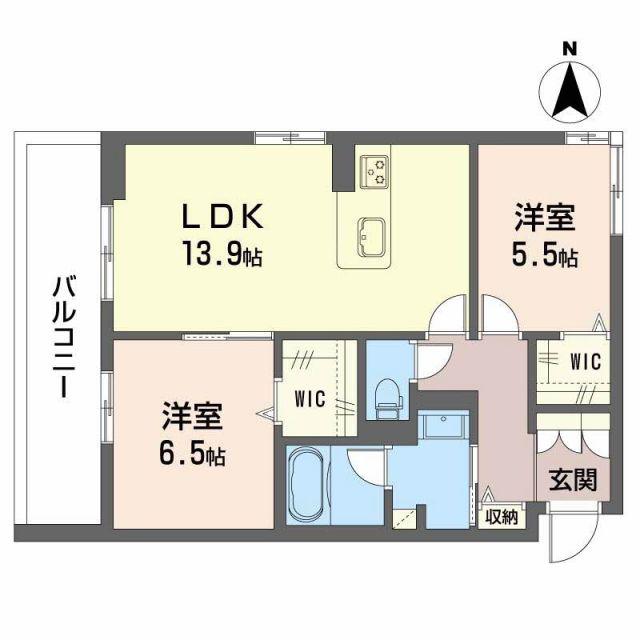 CRESTIEQ大岩本町(2LDK/3階)の間取り写真