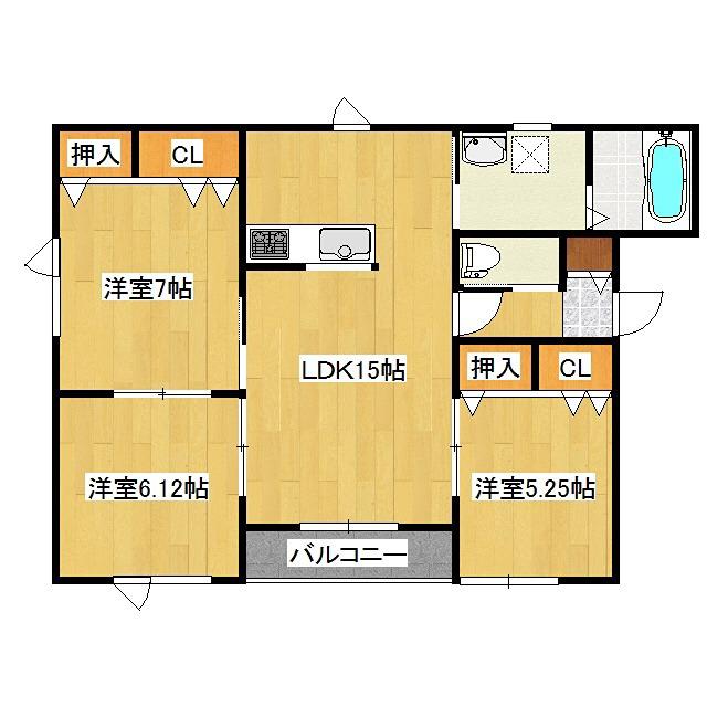ゆうあいハイツ(3LDK/1階)の間取り写真