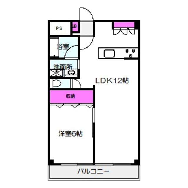 ハイツ日向(1LDK/2階)の間取り写真