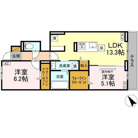 YAMAJUII(2LDK/1階)の間取り写真