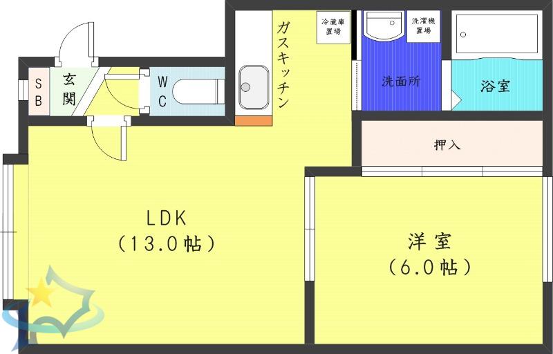 アベイユ35(1LDK/1階)の間取り写真