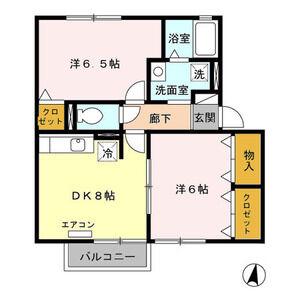 コスモスハウス H棟(2DK/2階)の間取り写真