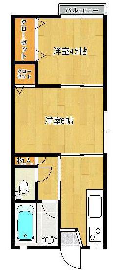 クレールS(2DK/2階)の間取り写真