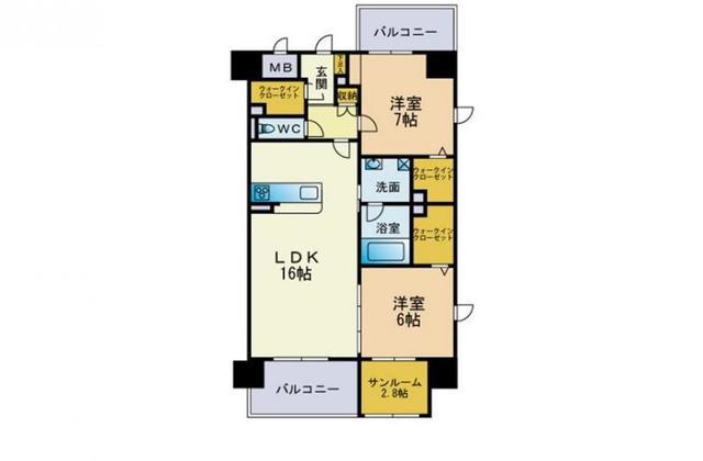 サムティレジデンス博多駅南(2SLDK/3階)の間取り写真