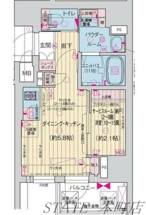 ソルテラス阿波座ウィズ(1DK/10階)の間取り写真