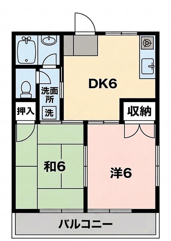 ドルフ鴨居(2DK/2階)の間取り写真