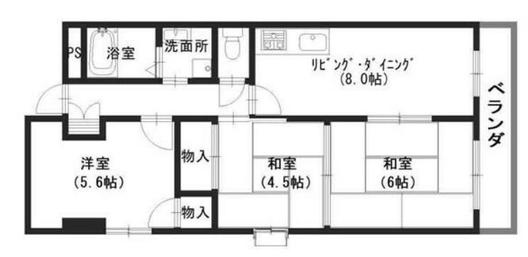 リゾティ英賀保(3LDK/2階)の間取り写真