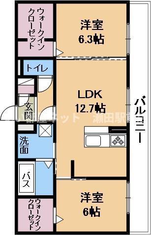 MERCI大将軍I(2LDK/2階)の間取り写真