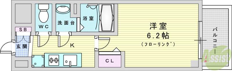 ARTIZA新大阪D.C(1K/4階)の間取り写真