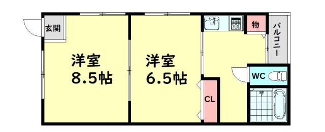 ハイツM(2K/1階)の間取り写真
