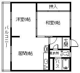 エステート宮下26C(2LDK/2階)の間取り写真