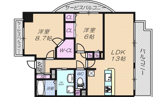 メゾングランプレール(2LDK/3階)の間取り写真