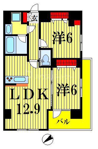 REALIZE千住大橋(2LDK/11階)の間取り写真