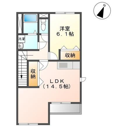 グランディールI(1LDK/2階)の間取り写真