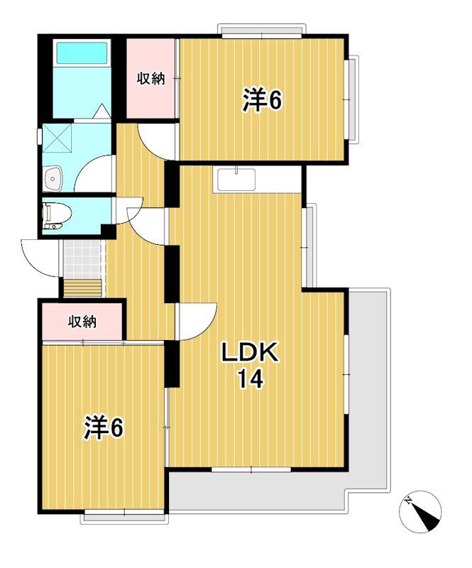 ラ・プリマヴェーラ C(2LDK/4階)の間取り写真