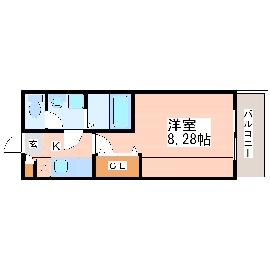 クレフラスト北山駅前(1K/1階)の間取り写真