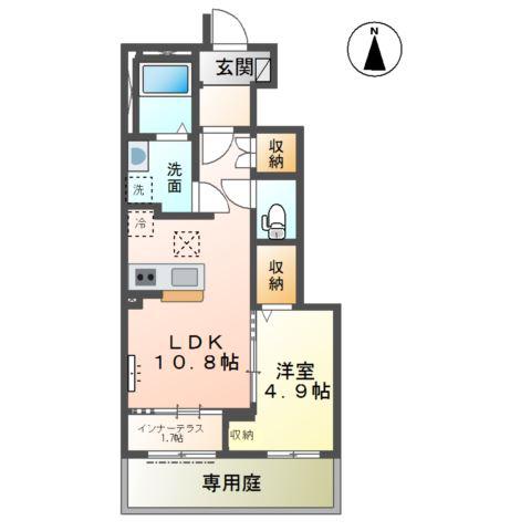 ポモドーロ(1LDK/1階)の間取り写真