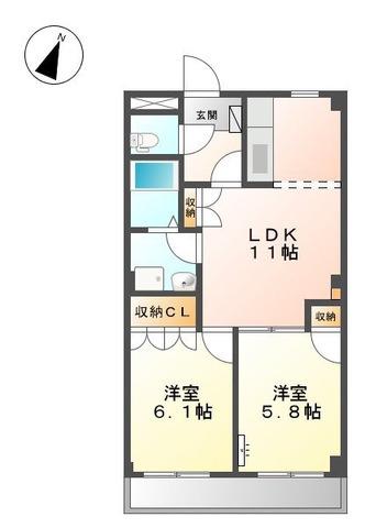 ロジュモ(2LDK/2階)の間取り写真