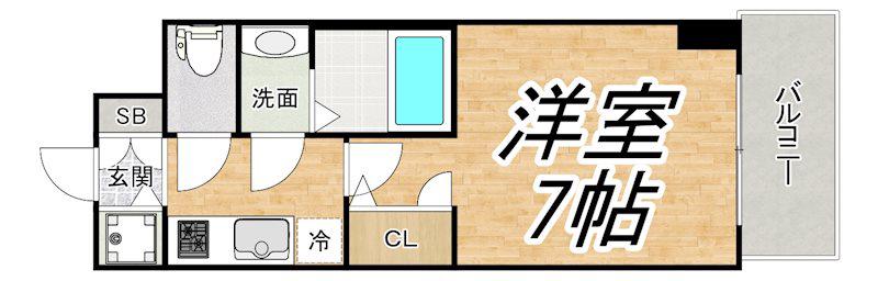 S-RESIDENCE福島玉川DEUX(1K/6階)の間取り写真