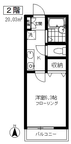 SHIBATA HOUSE(1K/2階)の間取り写真