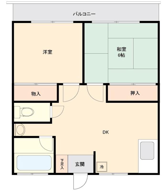 グリーンヒルハイツ座間(2DK/1階)の間取り写真