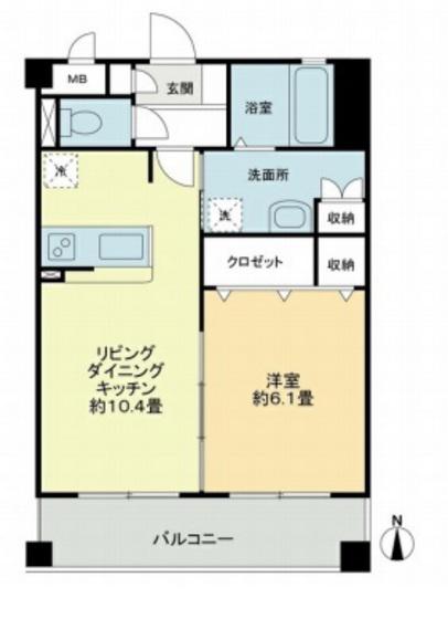フィネス下中野(1LDK/1階)の間取り写真