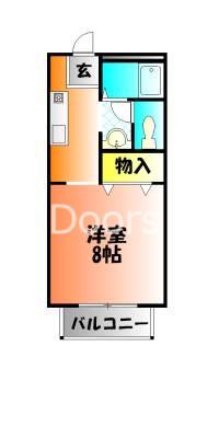 アンダンテ妹尾D(1K/1階)の間取り写真