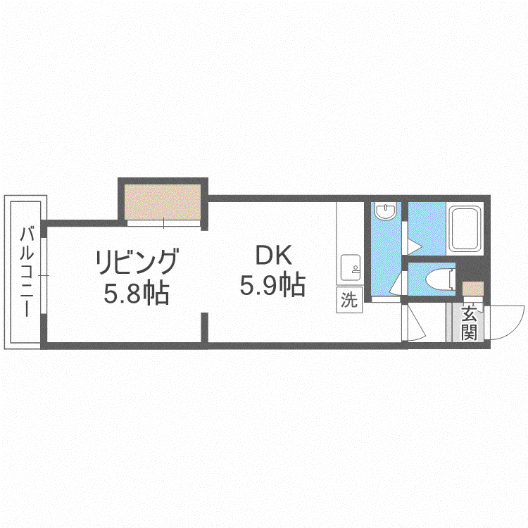 ブラン平和通(1DK/3階)の間取り写真