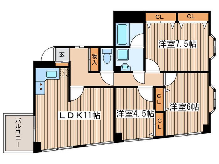 アベニュー中央林間(3LDK/3階)の間取り写真