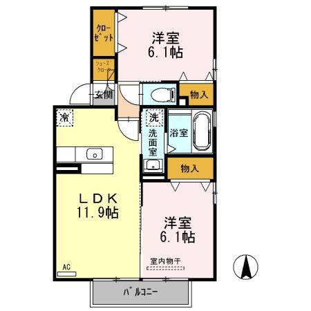 メゾン・ド・ラ・フェルテ(2LDK/2階)の間取り写真