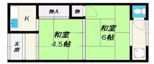 門真市常称寺町文化(2K/2階)の間取り写真
