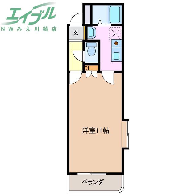 サンガーデン(1K/2階)の間取り写真