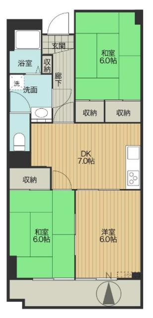 T-NET 新川パレス(3DK/3階)の間取り写真