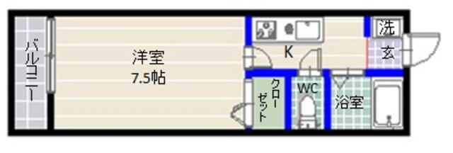 サンベルジュ(1K/2階)の間取り写真